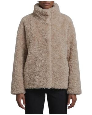Herno Giaccone Jacke Aus Weichem Kunstpelz - Braun