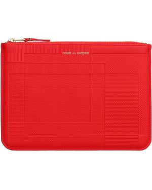 Comme des Garçons Flache ledertasche mit logo-detail - Rot