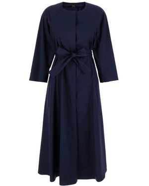 Plain Units Baumwoll langarm kleid - Blau