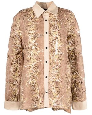 VITELLI Overhemden ,Wol Doomboh Shirt Jacket Met Borstzak - Naturel
