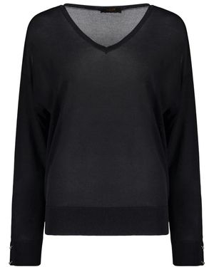 Moorer Truien & Vesten ,Blauw ,Katoen Elegante V-Hals Trui - Zwart