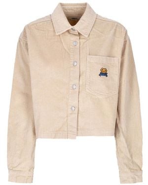 Obey Jassen ,Katoen Fluwelen Langemouw Hoodie - Naturel