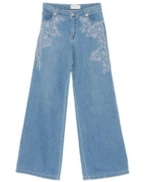 Ermanno Scervino Flared Jeans Met Kanten Borduursel Op De Heupen - Blauw