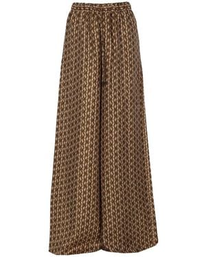 Max Mara Broeken ,Bruin ,Mxmclarino Bedrukte Wijde Broek