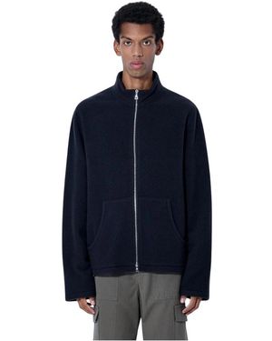 Rier Hoodies & Sweatvesten ,Zwart ,Wol Fleece Full Zip Sweatshirt - Blauw