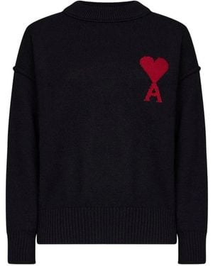 Ami Paris Round-Neck Knitwear - Nero