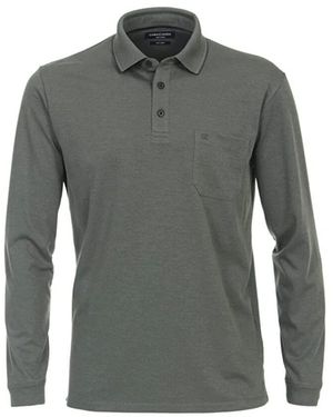 Venti Langarm Polo Grün - Grau
