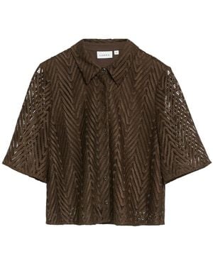 Comma, Spitzenbluse Mit Viskose-Futter - Braun