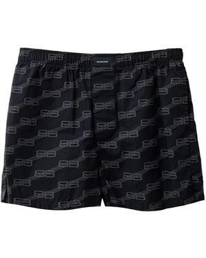 Balenciaga Allover Logo Shorts Pyjama Stijl - Zwart