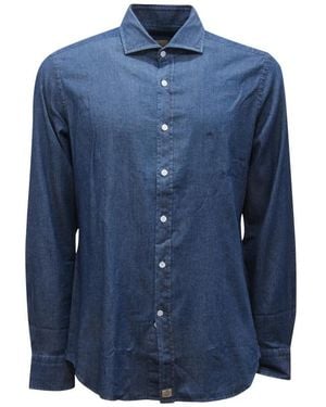 Sonrisa Zilverkleurig Denim Overhemd - Blauw