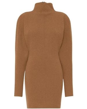 Max Mara Kleedjes ,Bruin ,Wol Wool And Cashmere Yarn Dress