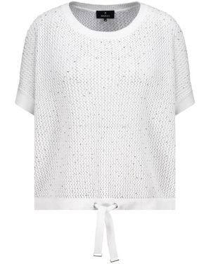 Monari Ajour Gebreide Pullover Met Strass - Wit