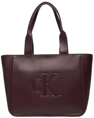 Calvin Klein Erhöhte Ck Medium Tote Tasche - Rot