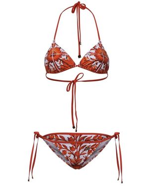 Dolce & Gabbana Bikini Met Majolica-Print - Rood