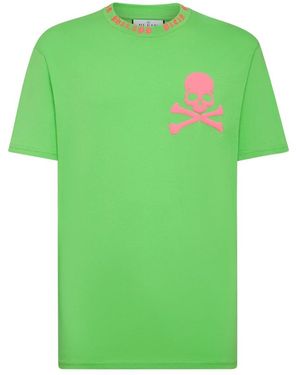 Philipp Plein T-Shirt Round Neck Ss Skull&Bones - Groen