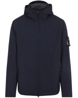 Stone Island Fitness ,Blauw ,Leer Soft Shell-R Padded Jacket