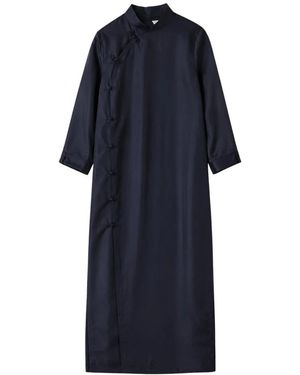 Rohe Kleedjes ,Blauw ,Satijn Lange Jurk