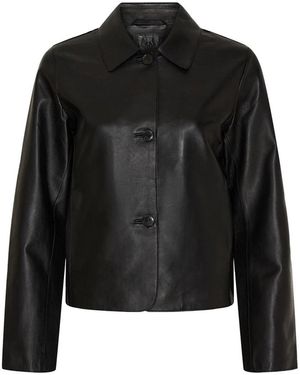 Notyz Lammfelljacke Mit Knopfleiste - Schwarz