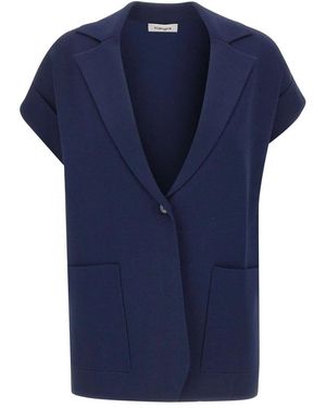 Kangra Mouwloze Gebreide Blazer - Blauw