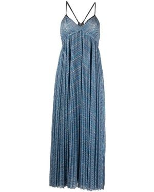 forte_forte Pleated Empire-Line Dress - Blue