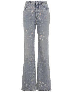 McQueen Distressed Flared Jeans - Grau