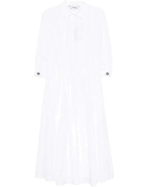 Max Mara Madagio Jurk Met Geplooide Taille En Uitlopende Rok - Wit