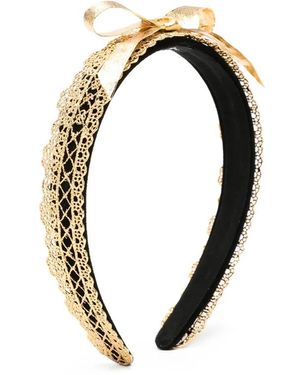 ShuShu/Tong Accessoires ,Geel ,Haarband Met Kanten Rand En Strikdetail - Metallic