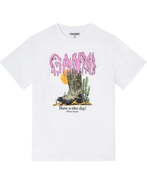 Ganni T-Shirts - Wit