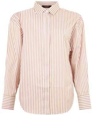 Moorer Overhemden ,Katoen Elegant En Veelzijdige Gestreept Shirt - Roze