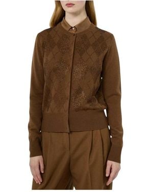 Max Mara Truien & Vesten ,Bruin ,Wol Cardigan Met Versiering