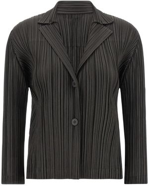 Issey Miyake Plisse-Jacke - Schwarz