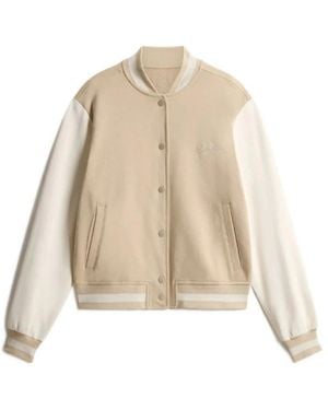 Woolrich Bomberjacke Mit Druckknopfverschluss Und Zweifarbigem Design - Natur