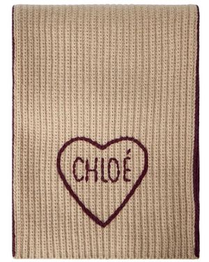 Chloé Accessoires ,Wol Encoeur Sjaal - Bruin