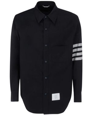 Thom Browne Overhemden ,Blauw ,Katoen Wol En Katoenmix Shirt