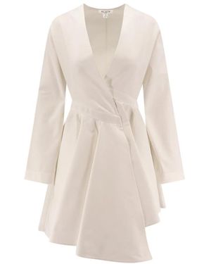 Alaïa Kleedjes ,Wit ,Katoen Asymmetrische Midi Katoenen Popeline Jurk - Naturel