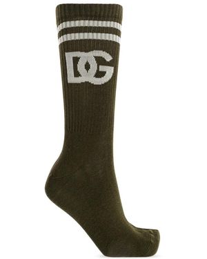 Dolce & Gabbana Ondergoed ,Groen ,Katoen Logo Socks