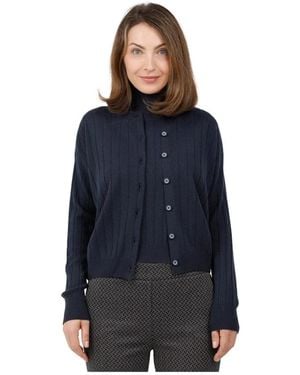 Gran Sasso Cardigan Met Platte Rib En Knopen - Blauw