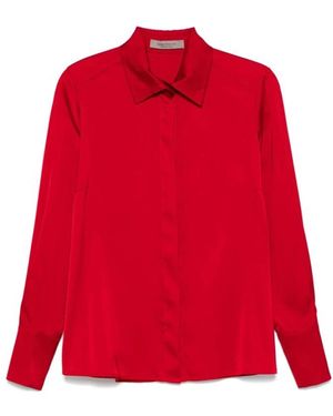 D.exterior Camisa Roja De Satén Con Cuello Clásico, Mujer, Talla - Rojo