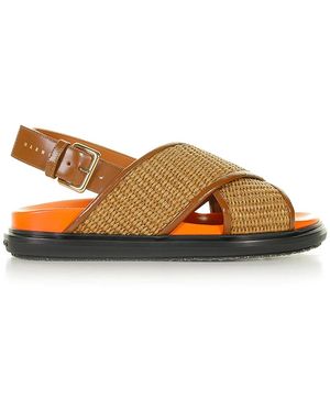 Marni Schoenen ,Bruin ,Flat Sandalen