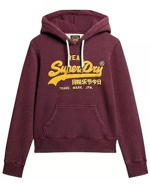 Superdry Chenille Grafische Hoodie Burgundy - Rood