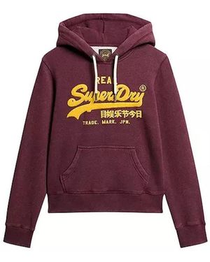 Superdry Chenille Grafische Hoodie Burgundy - Rood