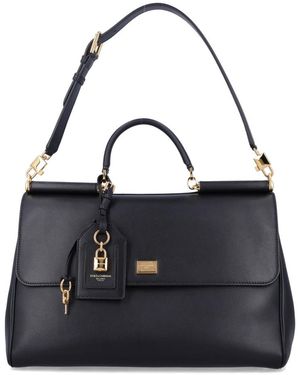 Dolce & Gabbana Sicily Large Lederhandtasche - Blau
