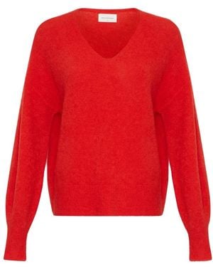 Moss Copenhagen V-Neck Knitwear - Rosso