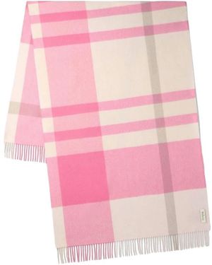 Mulberry Groß Karierter Merinowollschal - Pink