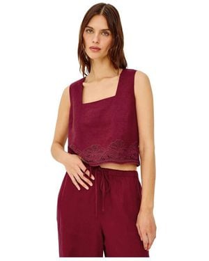Rails Tops ,Paars ,Linnen Akira Top - Rood