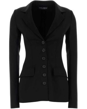 Dolce & Gabbana Jassen ,Zwart ,Wol Enkelrijige Jas