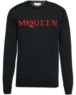 McQueen Wollen Trui Met Logo - Zwart