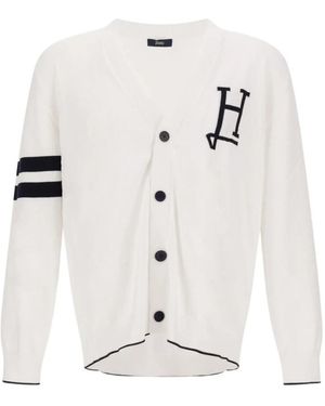 Herno Truien & Vesten ,Wit ,Katoen Cardigan Van Katoen Met H-Logo
