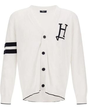 Herno Truien & Vesten ,Wit ,Katoen Cardigan Van Katoen Met H-Logo