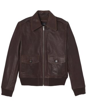 A.P.C. Jassen ,Bruin ,Leer Gaelle Leren Bomberjack